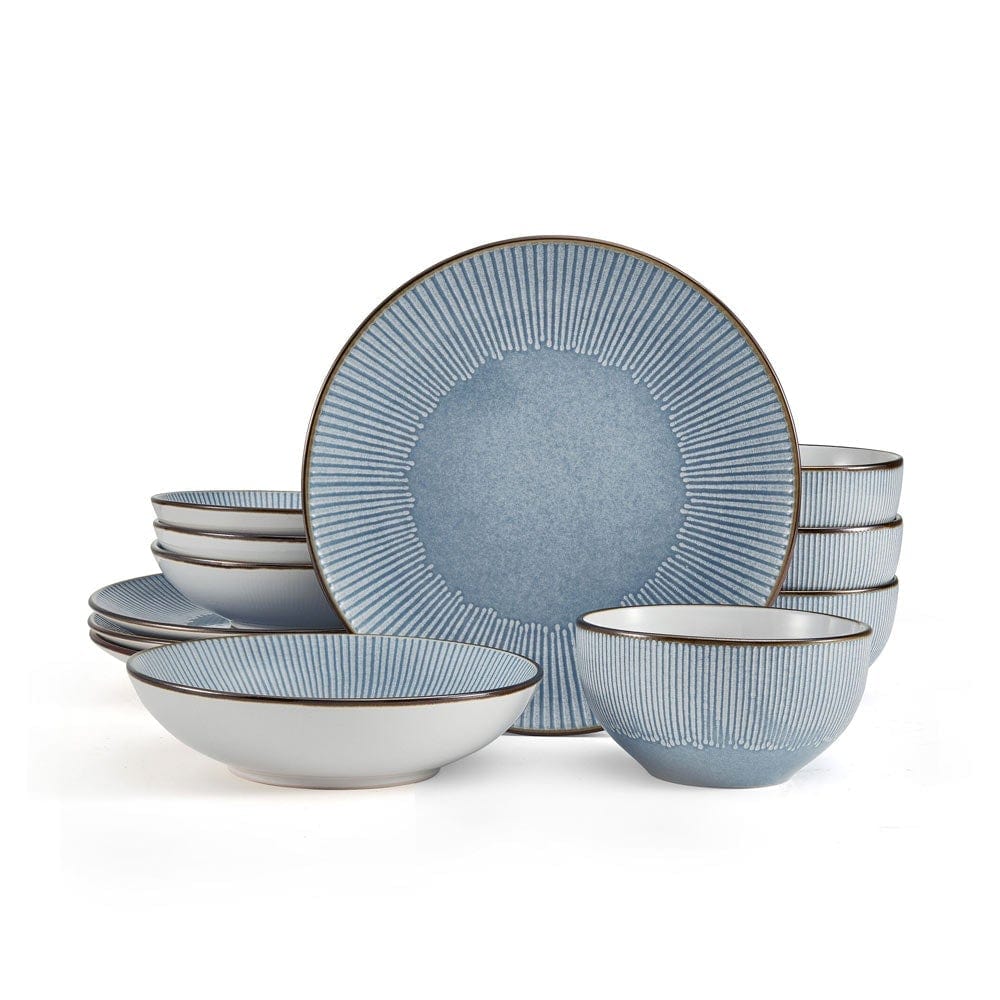 Arlie Blue 12 Piece Dinnerware Set, Service For 4