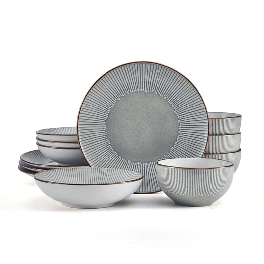 Arlie Gray 12 Piece Dinnerware Set, Service For 4