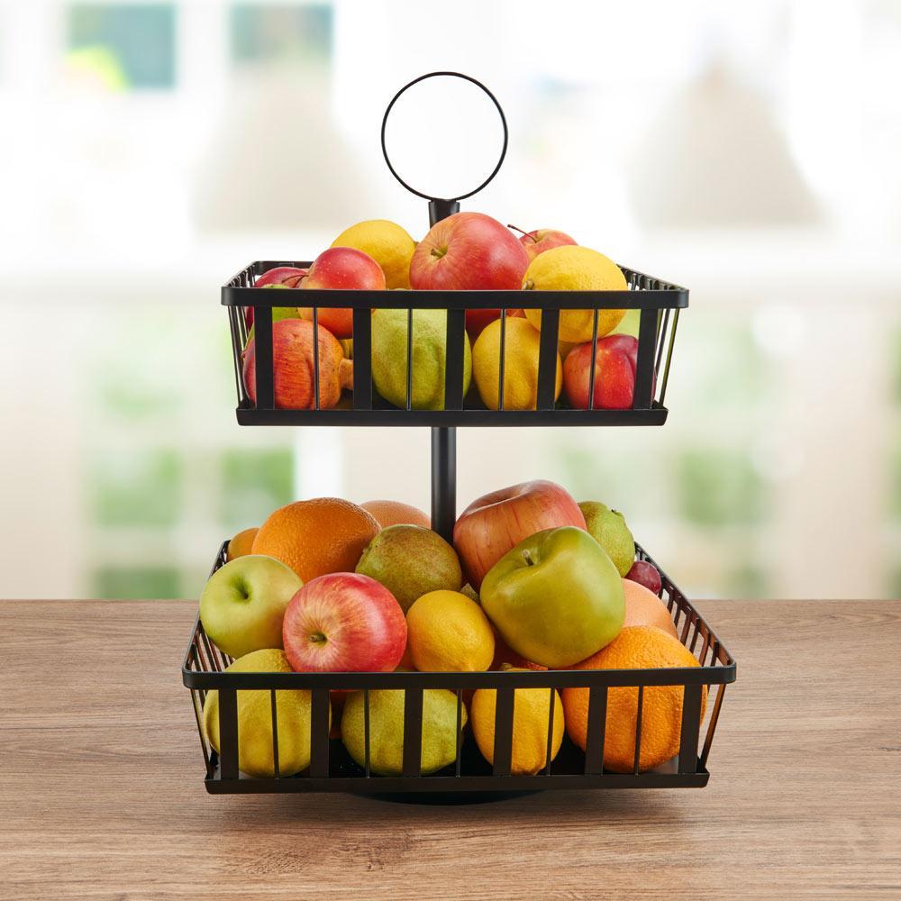 Band And Stripe 2 Tier Rotating Fruit Storage Basket