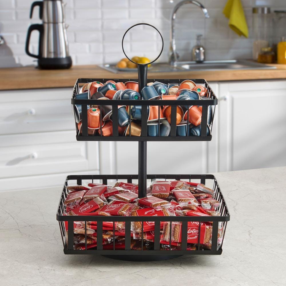 Band And Stripe 2 Tier Rotating Fruit Storage Basket