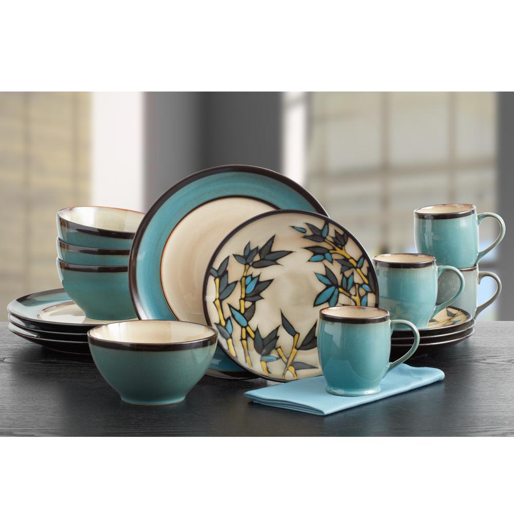 Belmont Round Blue Stalks Dinnerware Set