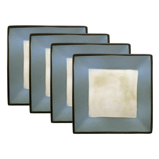 Belmont Set Of 4 Blue Square Dinner Plates