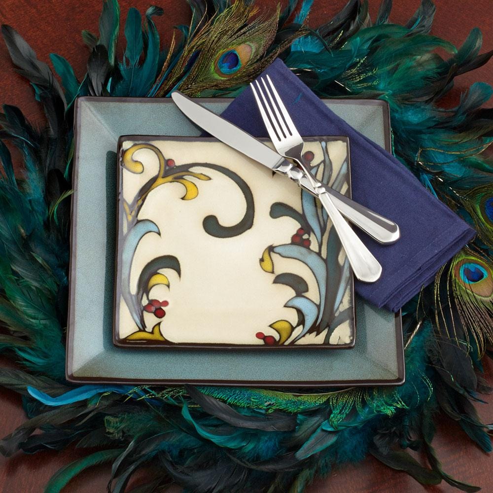 Belmont Square Blue Leaves Dinnerware Set