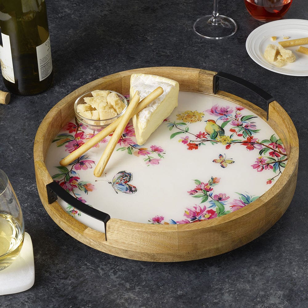 Bird And Butterfly Lazy Susan Serve Tray