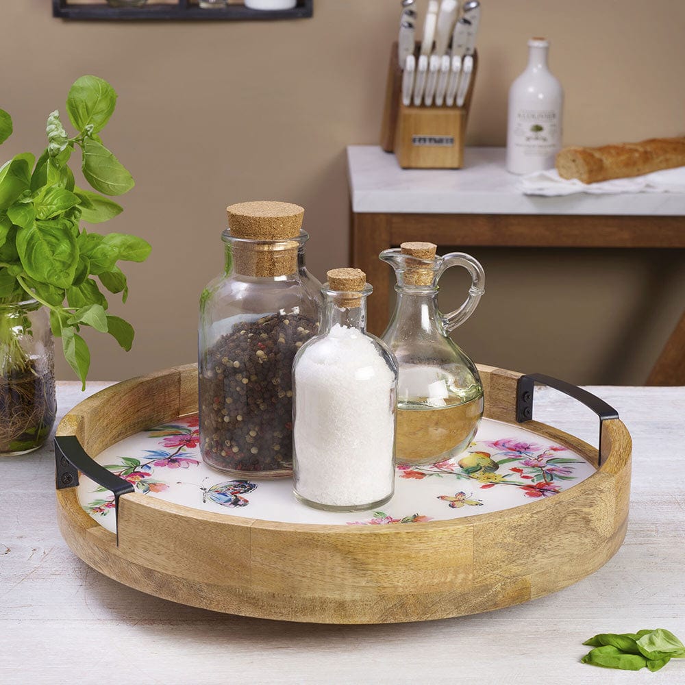 Bird And Butterfly Lazy Susan Serve Tray