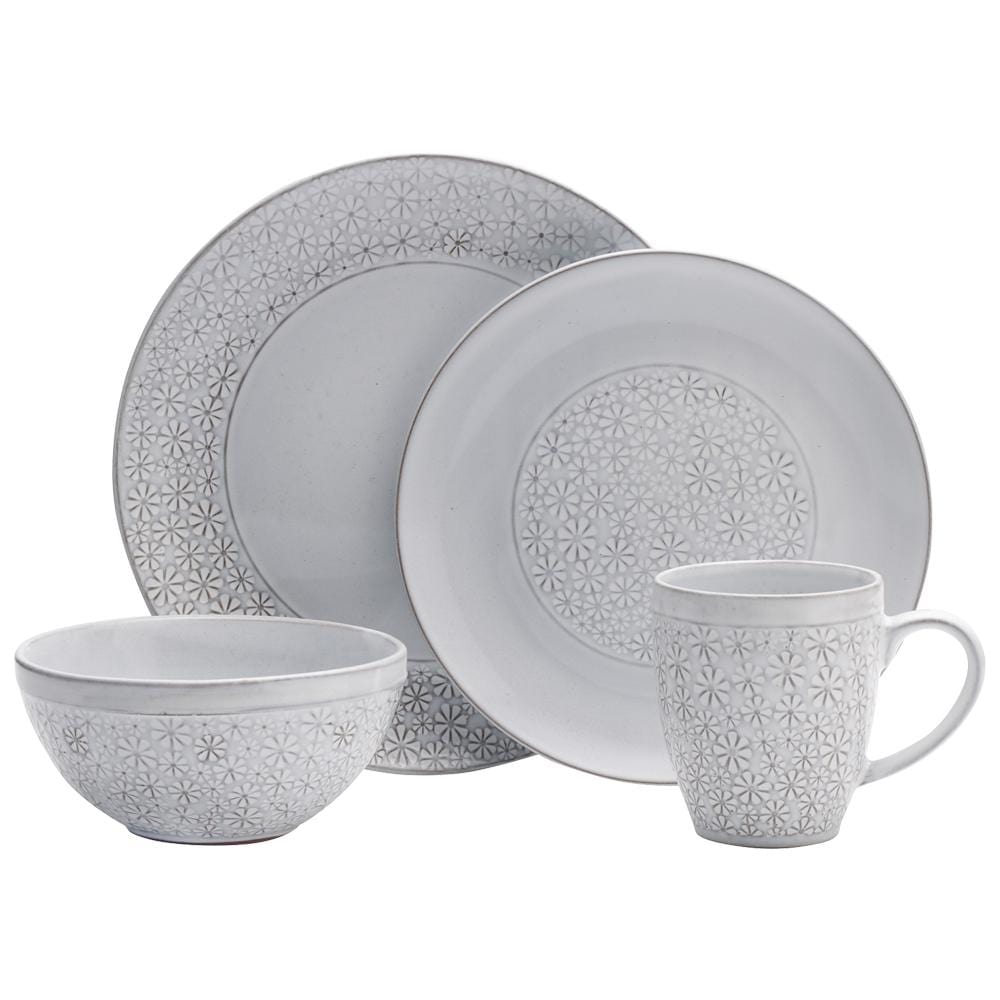 Blossom White 16 Piece Dinnerware Set, Service For 4