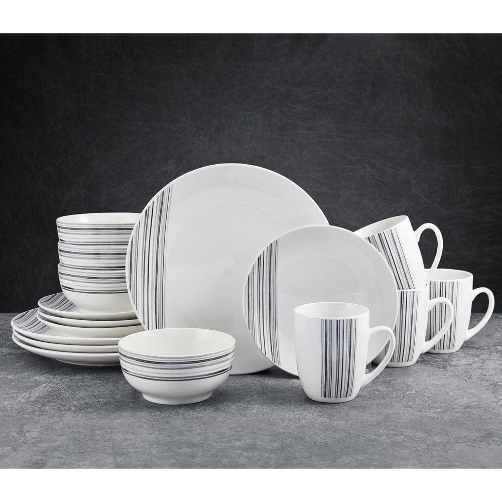 Brushed Lines 16 Piece Dinnerware Set, Service For 4