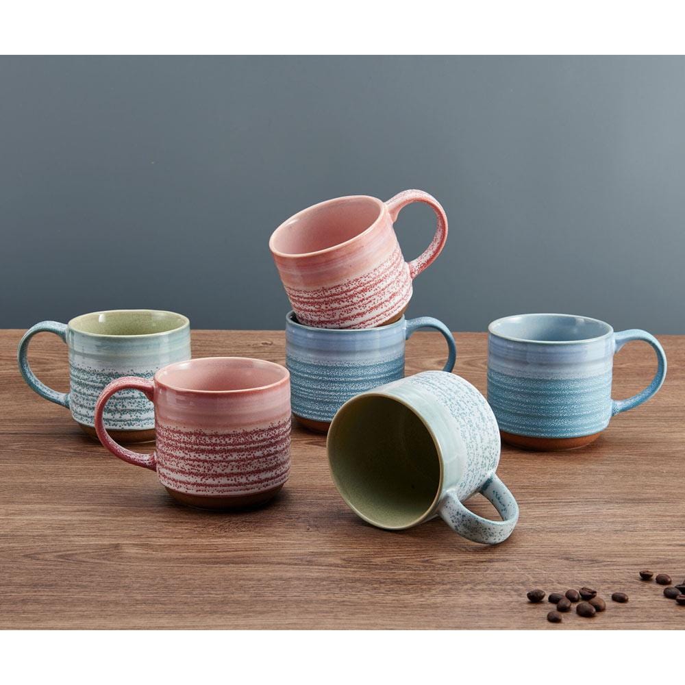 Brushed Set Of 6 Reactive Mugs, Assorted