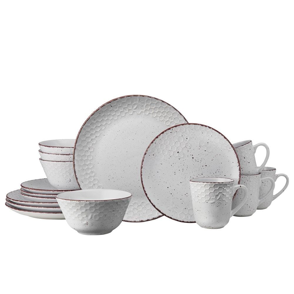 Bumble Bee White 16 Piece Dinnerware Set, Service For 4