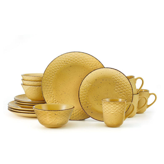 Bumble Bee Yellow 16 Piece Dinnerware Set, Service For 4