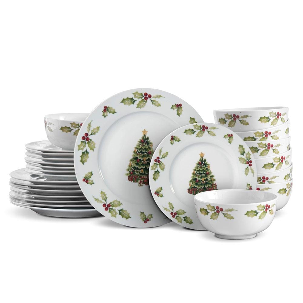 Christmas Day 24 Piece Dinnerware Set, Service For 8