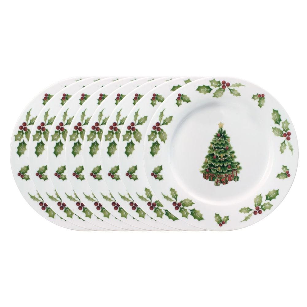 Christmas Day Set Of 8 Dinner Plates