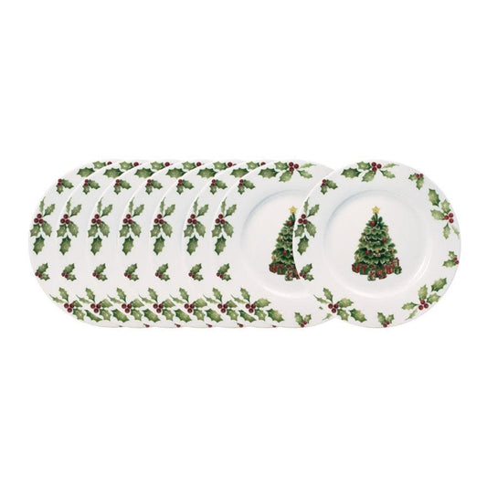 Christmas Day Set Of 8 Salad Plates