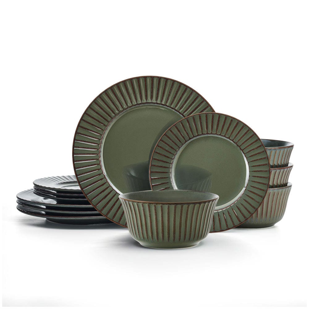 Dannie Green 12 Piece Dinnerware Set, Service For 4