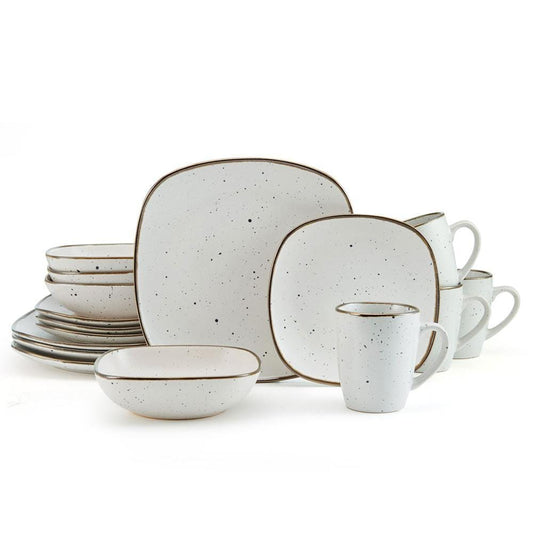 Decker White 16 Piece Dinnerware Set, Service For 4