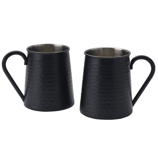 Drew And Jonathan Hammered Black Set Of 2 Beer Mugs