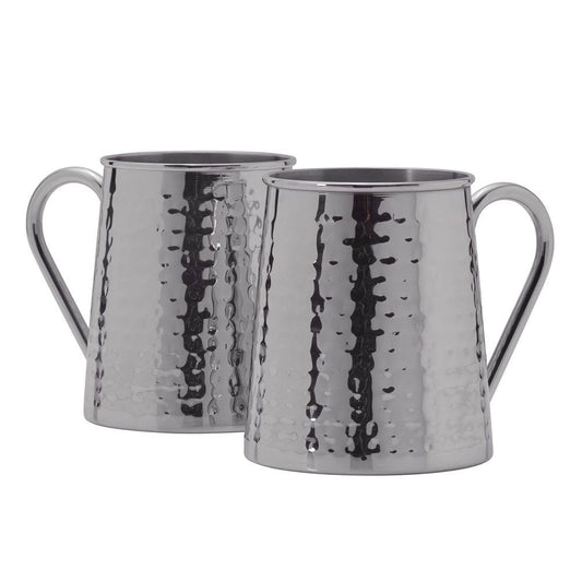 Drew And Jonathan Stainless Hammered Set Of 2 Beer Mugs