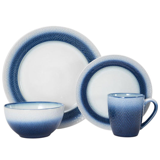 Eclipse Blue 16 Piece Dinnerware Set, Service For 4