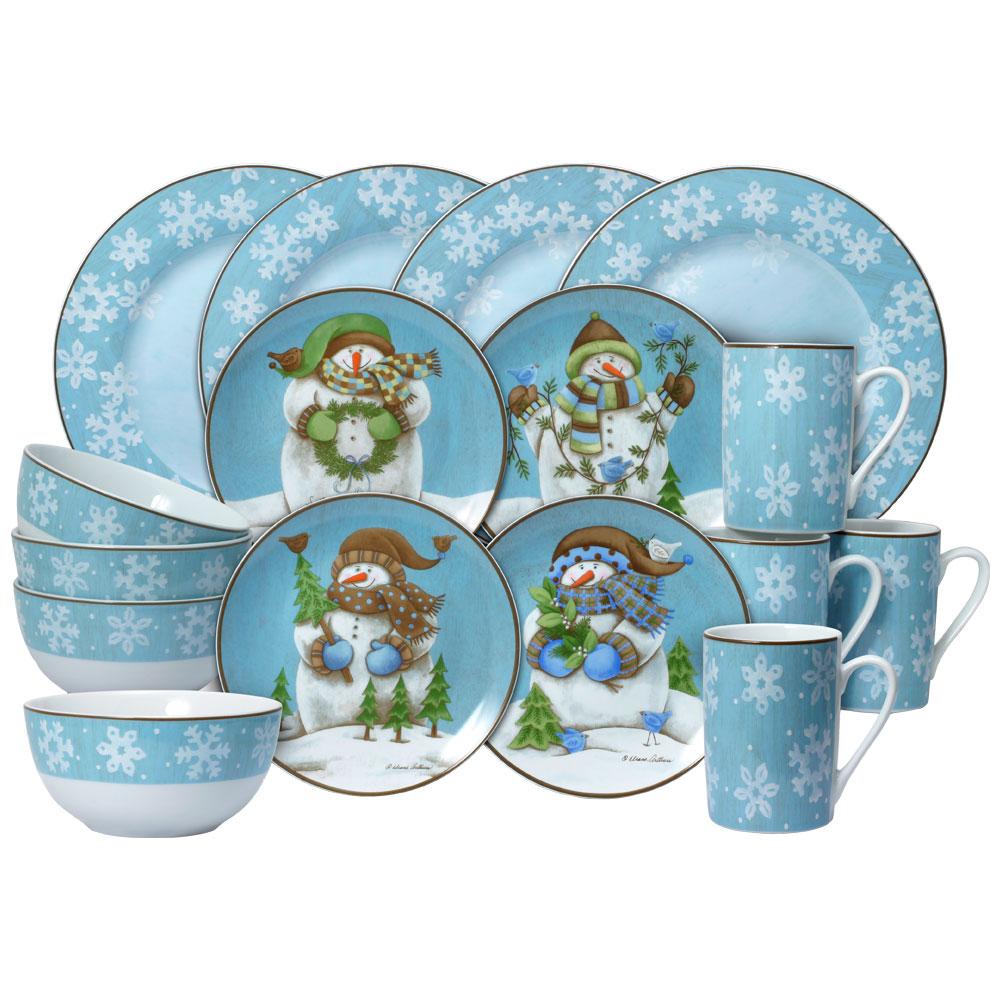 Evergreen Ernie 16 Piece Dinnerware Set, Service For 4