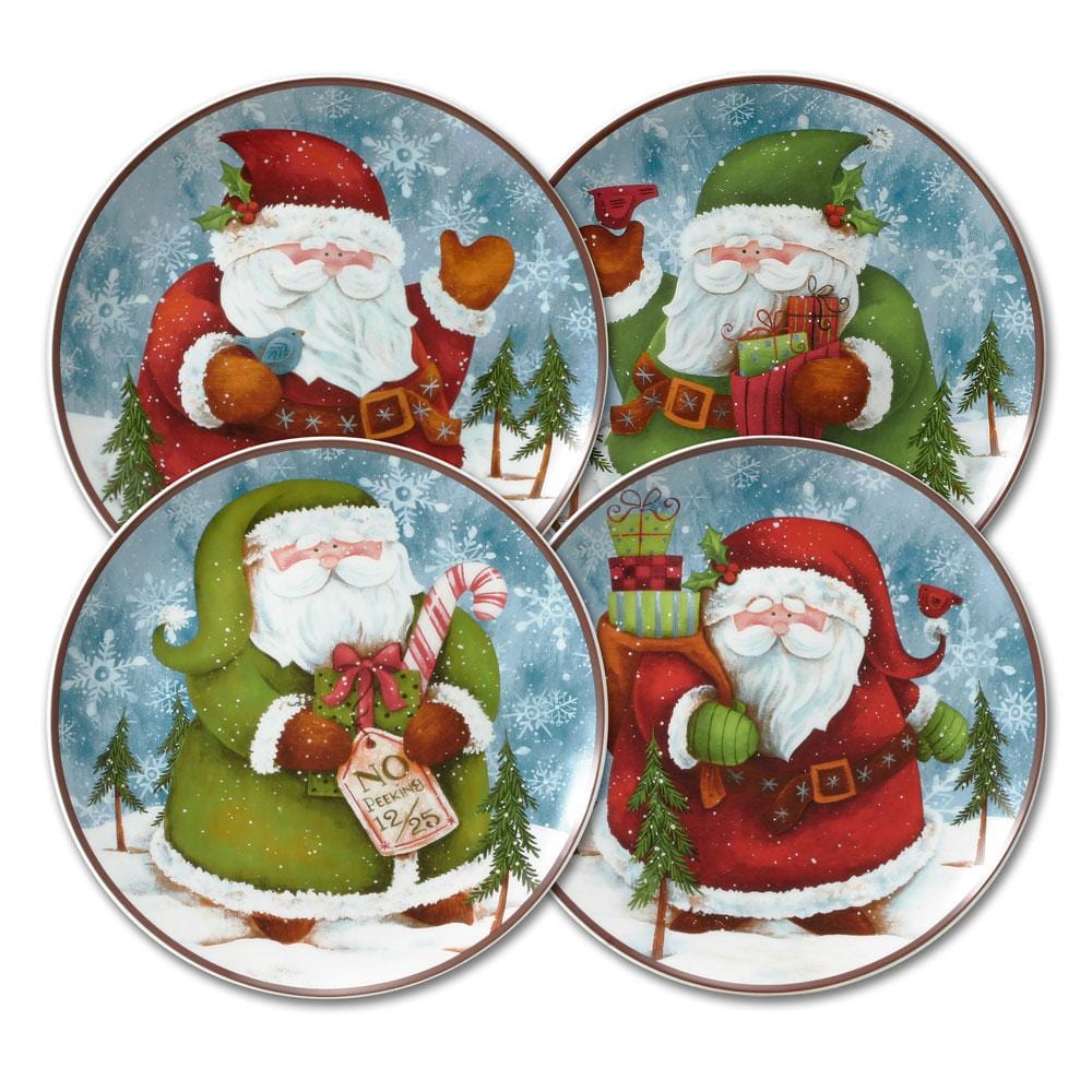 Evergreen Ernie Set Of 4 Santa Salad Plates