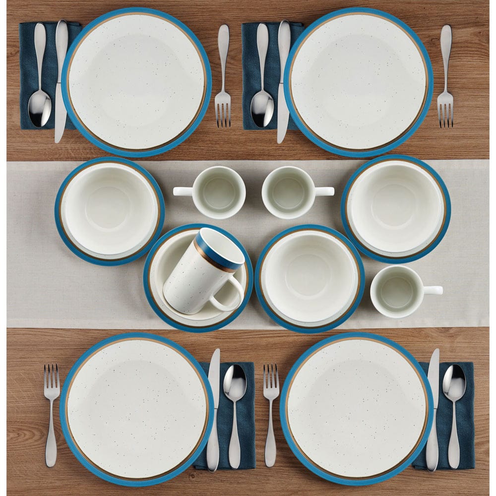 Ezra Blue 16 Piece Dinnerware Set, Service For 4