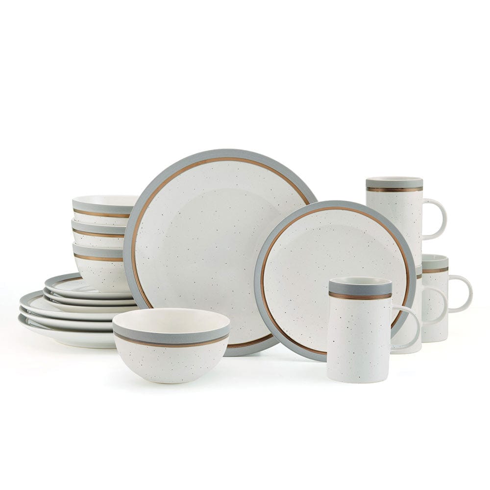 Ezra Grey 16 Piece Dinnerware Set, Service For 4