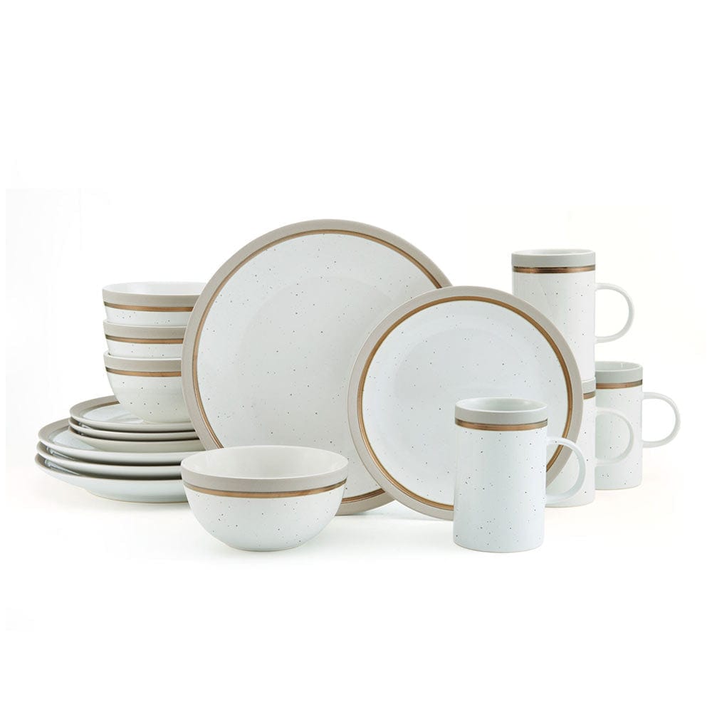 Ezra Taupe 16 Piece Dinnerware Set, Service For 4