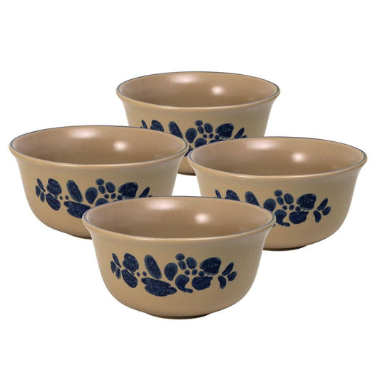 Folk Art Set Of 4 Deep Soup Cereal Bowls