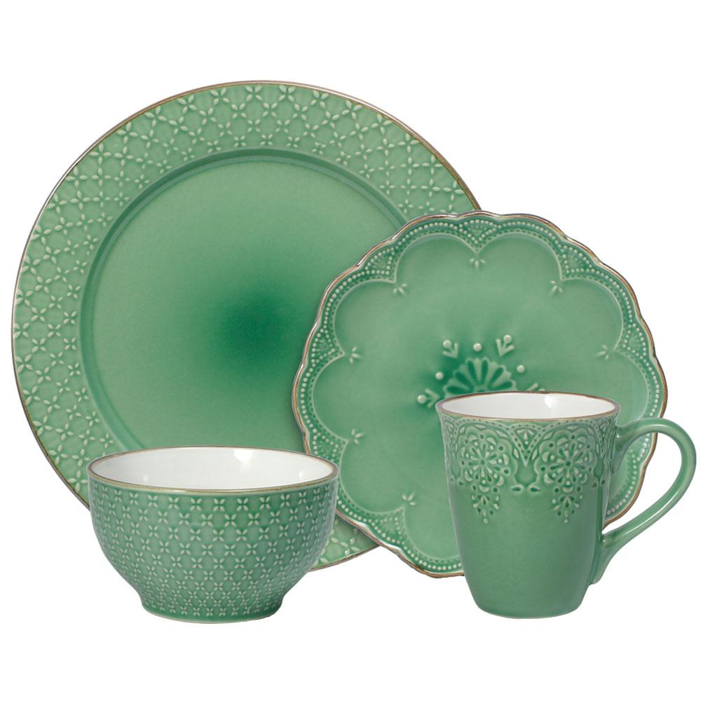 French Lace Green Dinnerware Set