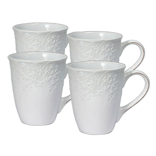 French Lace Set Of 4 White Mugs