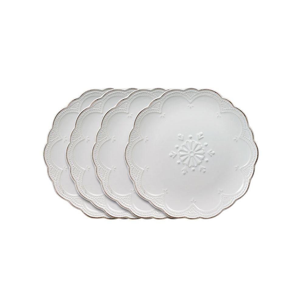 French Lace Set Of 4 White Salad Plates