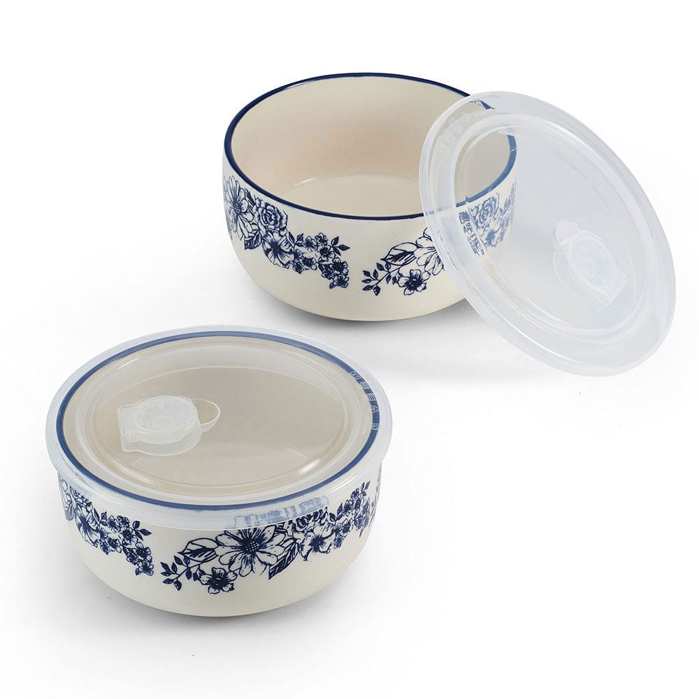 Gabriela Blue Set Of 2 Storage Bowls With Lids