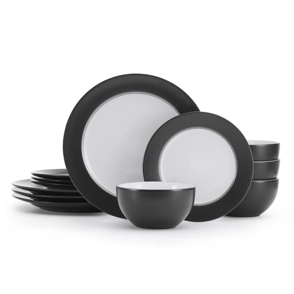 Grayson Charcoal 12 Piece Dinnerware Set, Service For 4