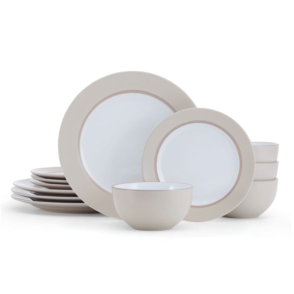 Grayson Taupe 12 Piece Dinnerware Set, Service For 4