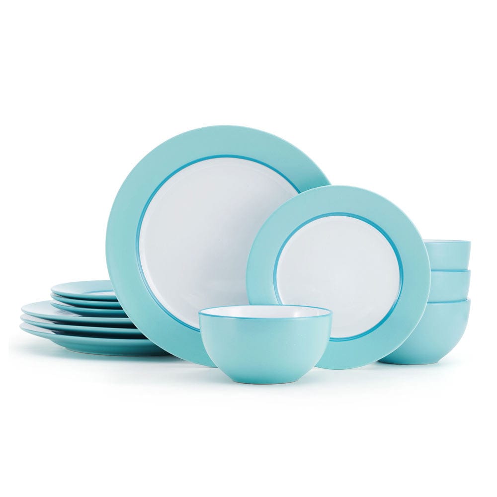 Grayson Teal 12 Piece Dinnerware Set, Service For 4