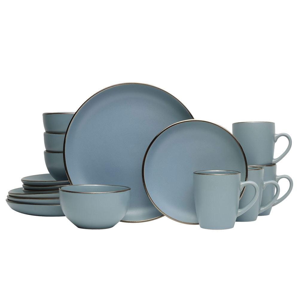 Hadlee Blue 16 Piece Dinnerware Set, Service For 4