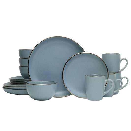 Hadlee Blue 16 Piece Dinnerware Set, Service For 4