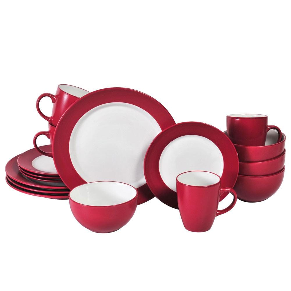 Harmony Red 16 Piece Dinnerware Set, Service For 4