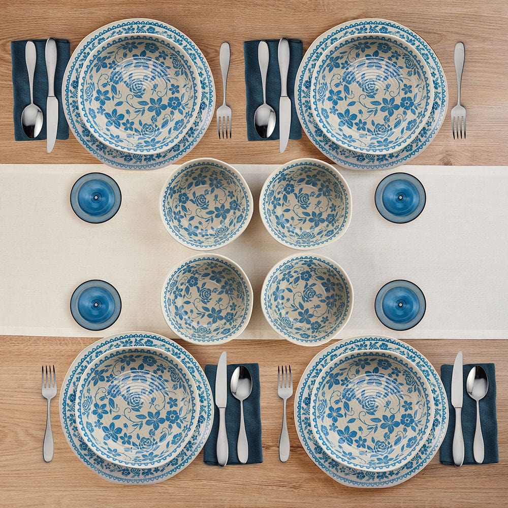 Hayden Blue 12 Piece Dinnerware Set, Service For 4