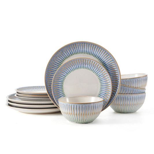 Hensley Blue 12 Piece Dinnerware Set, Service For 4