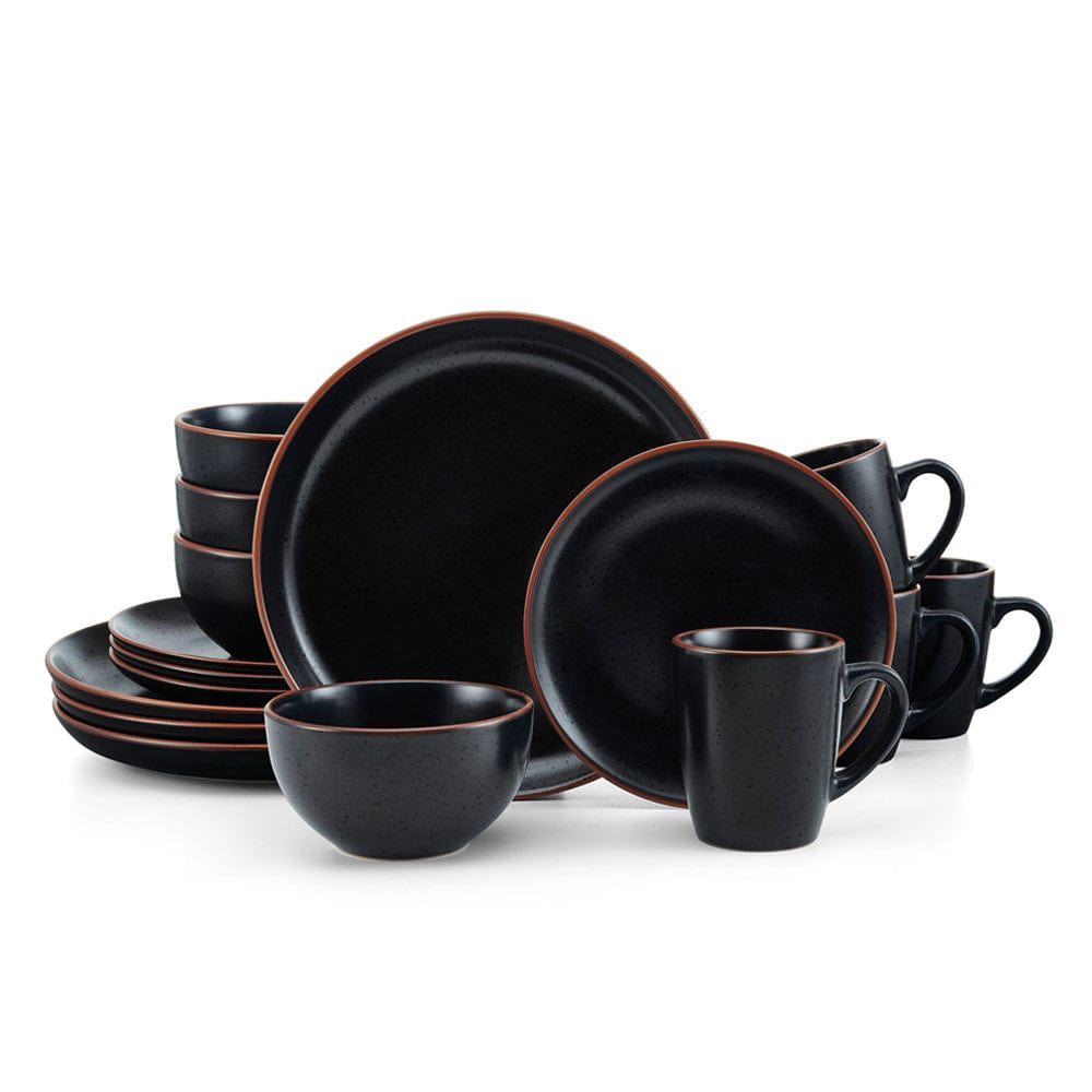 Hunter Black 16 Piece Dinnerware Set, Service For 4