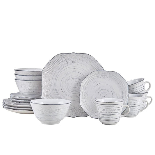 Isabella Gray 16 Piece Dinnerware Set, Service For 4