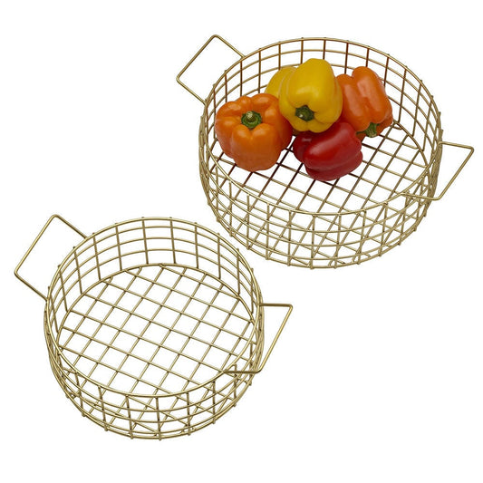 Kendall Set Of 2 Gold Centerpiece Baskets