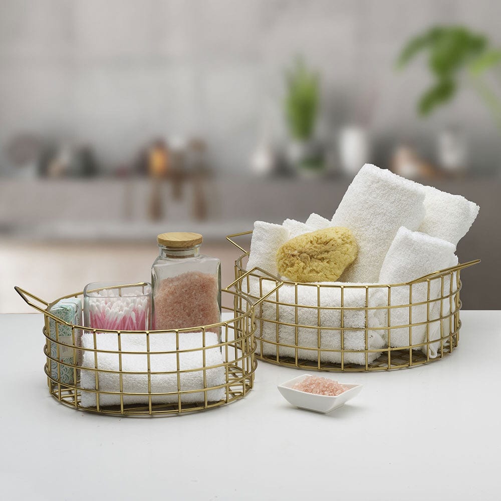 Kendall Set Of 2 Gold Centerpiece Baskets