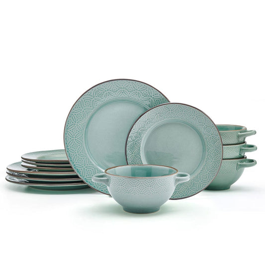 Kori Sage 12 Piece Dinnerware Set, Service For 4