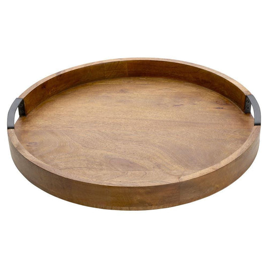 Lazy Susan Mango Wood Serve Tray, 18 Inch