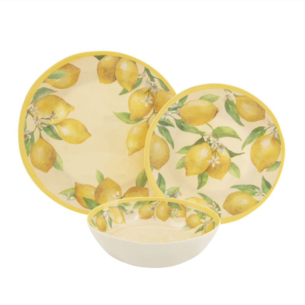 Lemons Outdoor Melamine Dinnerware Set