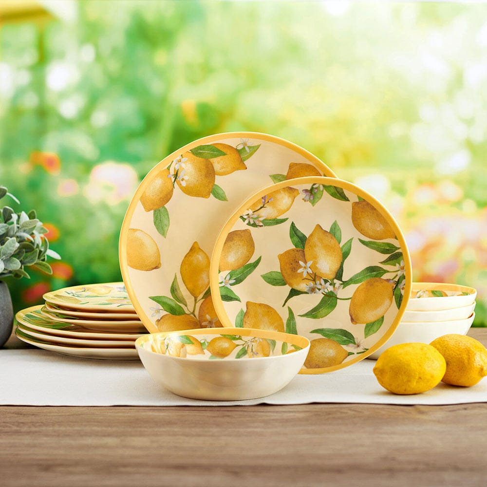 Lemons Outdoor Melamine Dinnerware Set