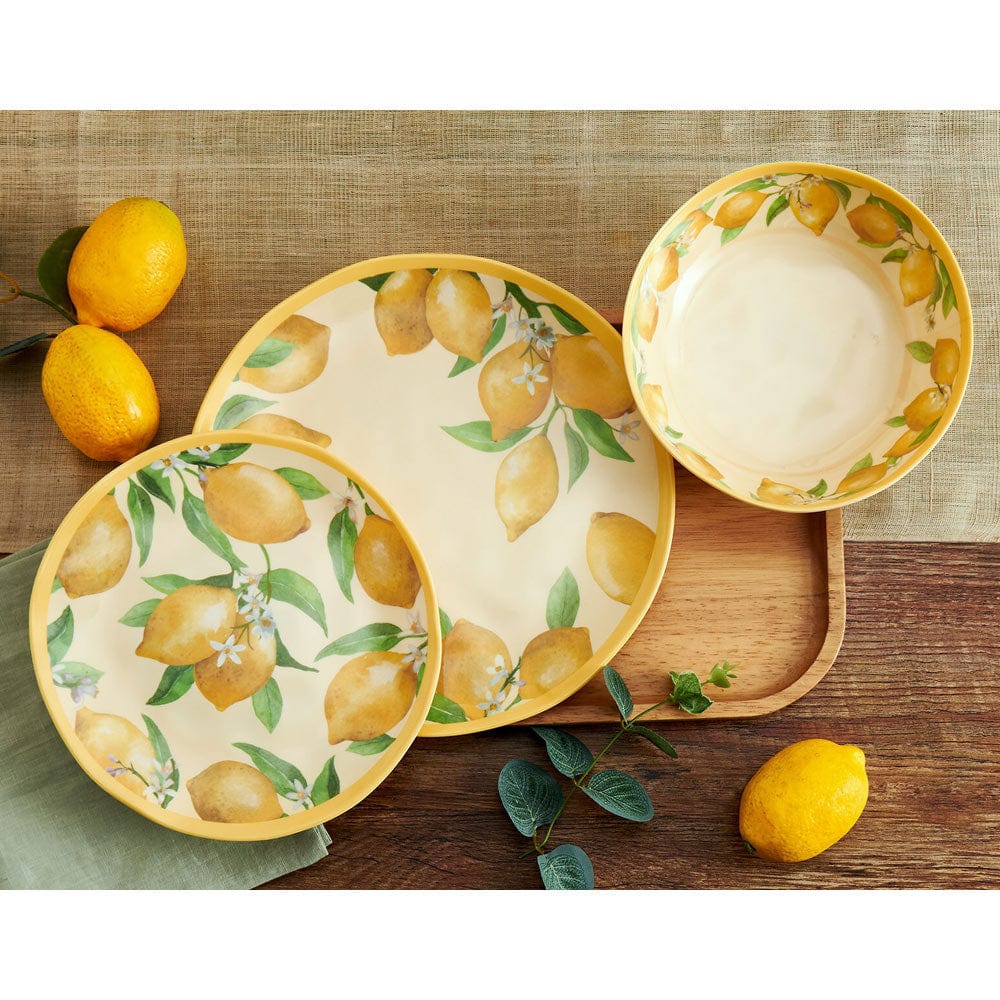 Lemons Outdoor Melamine Dinnerware Set