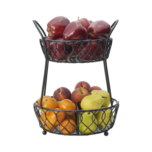 Loop And Lattice 2 Tier Basket With Divider